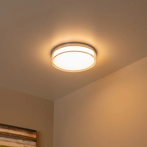 Lucide PLANO - Deckenleuchte Badezimmer - Ø 28 cm - LED Dim. - CCT - 1x16W 2700K/4000K - IP44 - Opal - Atmosphäre 1